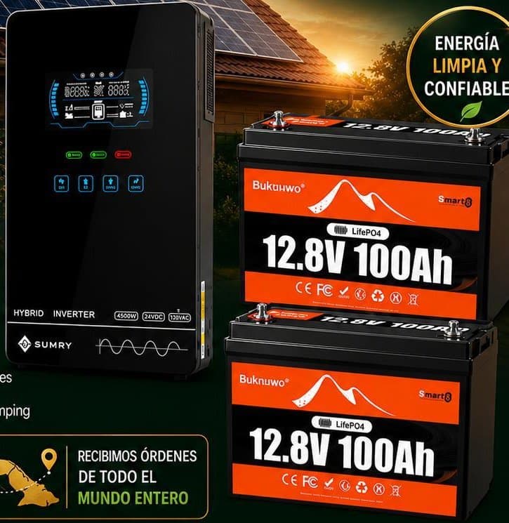 Kit solar: inversor + 2 baterías